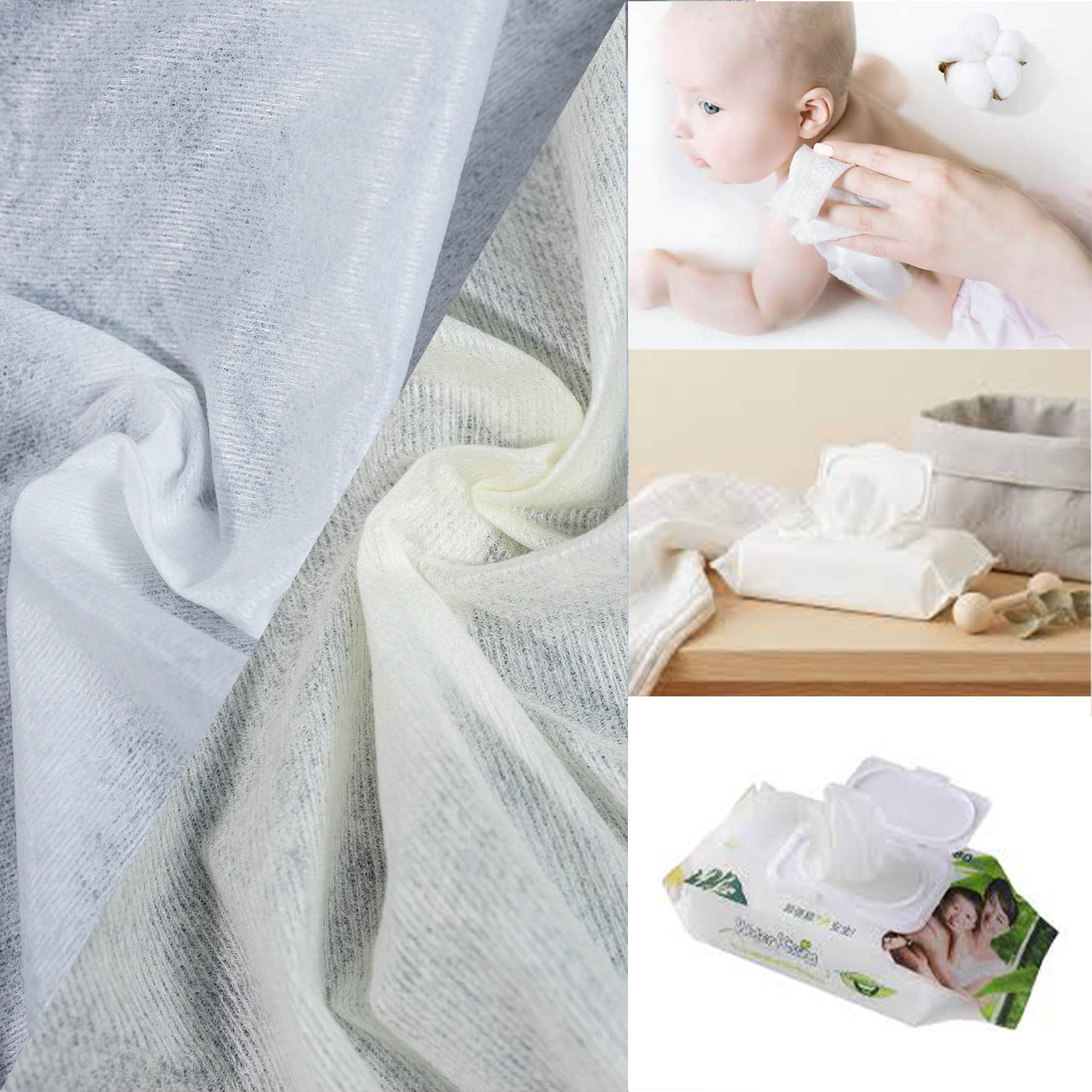 Baby Wipes Spunlace Nonwoven Fabric Baby Wipes Spunlace Nonwoven Fabric is widely used for softness, absorbency, and gentle feel. Different fibers meet market needs.