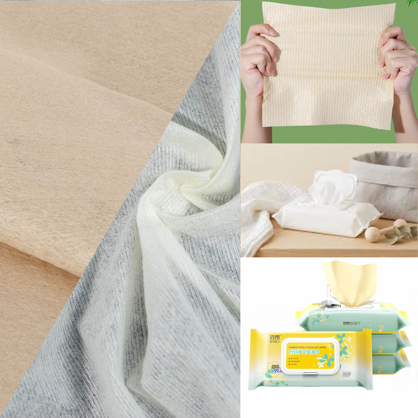 Natural Fiber Spunlace Nonwoven Fabric Natural Fiber Spunlace Nonwoven Fabric is becoming an increasingly attractive option for premium wet wipes. Materials such as aloe, seaweed, and banana fiber help brands create differentiated, skin-friendly, and sustainable products.