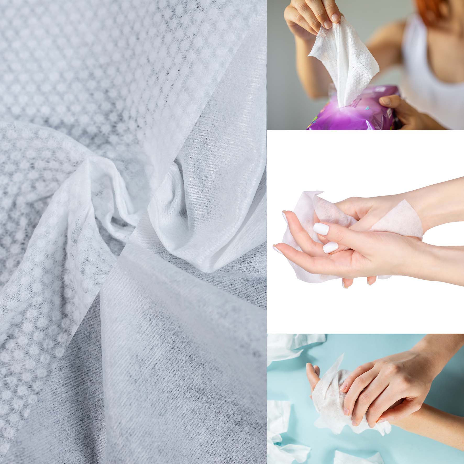 spunlace nonwoven fabric for wet wipes Spunlace nonwoven fabric for wet wipes can be made from viscose, polyester, wood pulp, bamboo fiber, cotton, and more. Different markets and product grades prefer different materials.